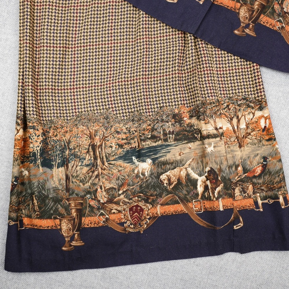 Willowbend Skirt Vest Set Womens Vintage Houndstooth Hunting Scene Medium USA - Picture 8 of 15
